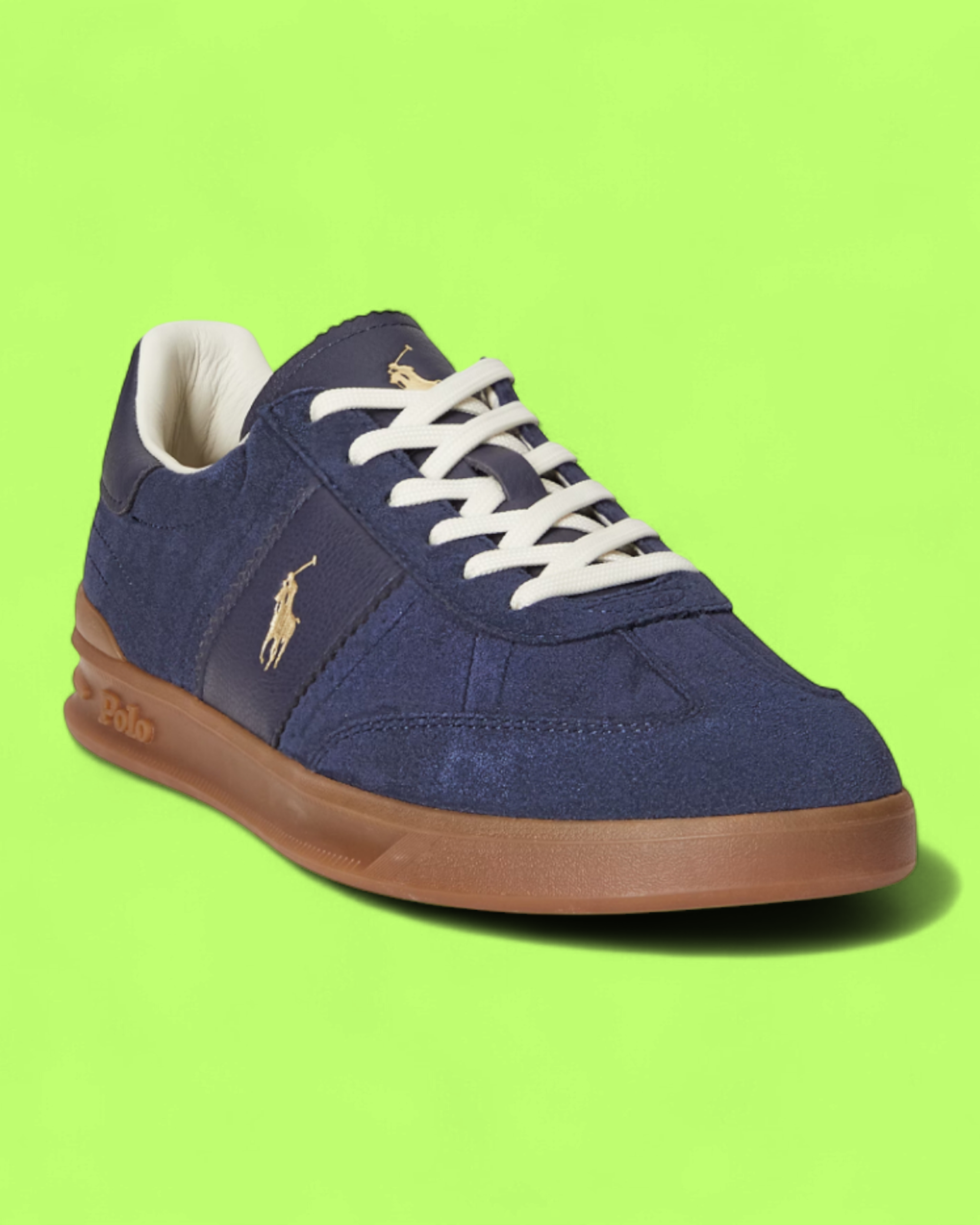 POLO RALPH LAUREN NAVY SUEDE GUM SOLE CASUAL SNEAKERS CWCD