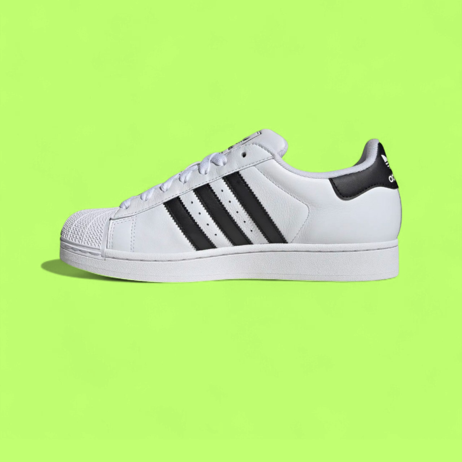 ADIDAS SUPERSTAR WHITE BLACK ICONIC LEATHER SNEAKERS CWCD