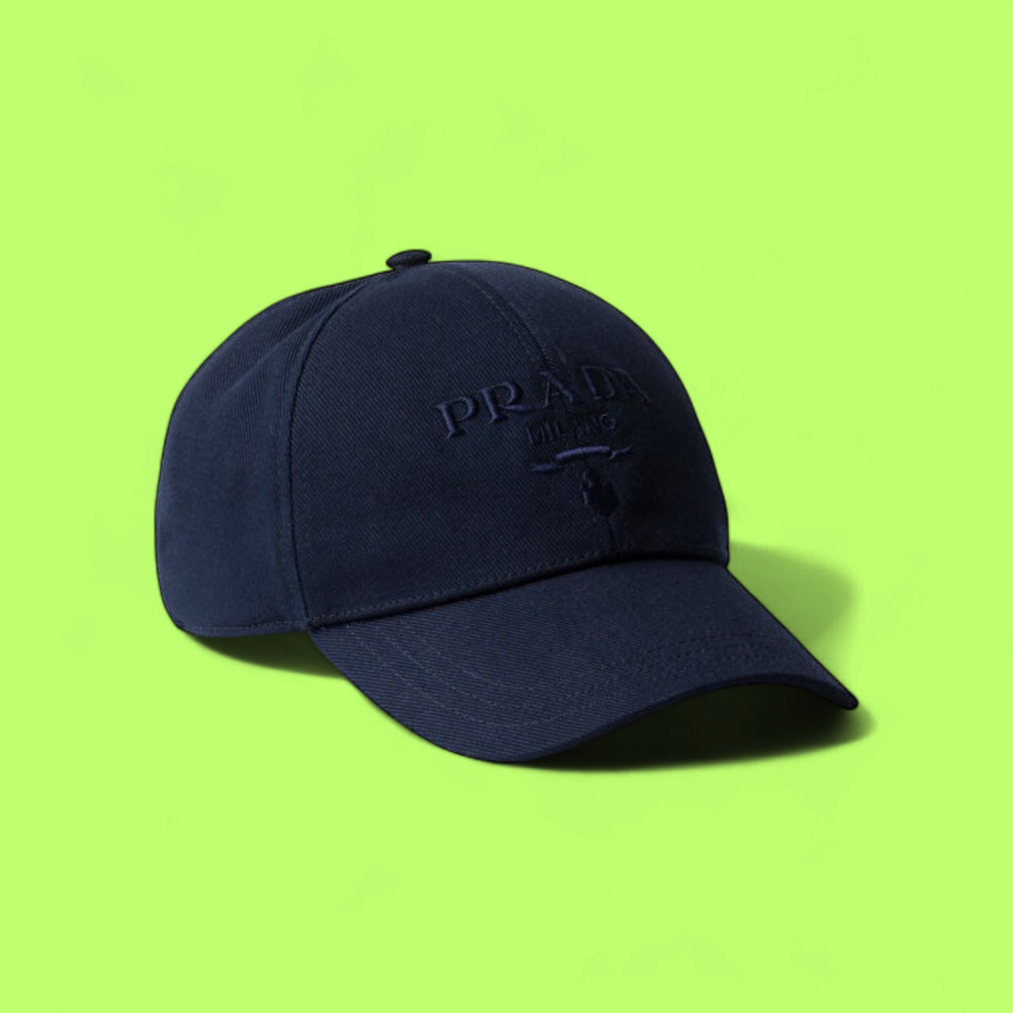PRADA MILANO NAVY BLUE BASEBALL CAP WITH EMBROIDERED LOGO