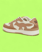 MAISON KITSUNE BEIGE FOX LOGO LOW TOP SUEDE LEATHER SNEAKERS