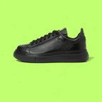 BLACK ACADEMIA LEATHER SNEAKERS WITH CLASSIC LACE UP DESIGN