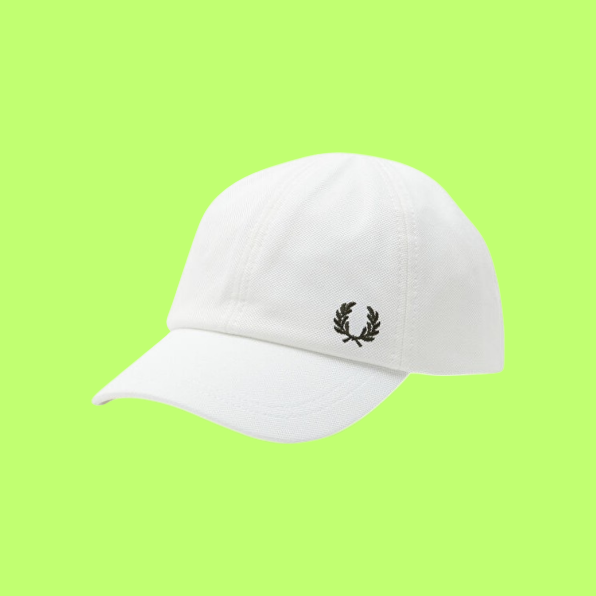 WHITE COTTON BASEBALL CAP WITH EMBROIDERED LAUREL WREATH
