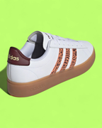 ADIDAS GRAND COURT WHITE LEATHER GUM SOLE ANIMAL STRIPES CWCD