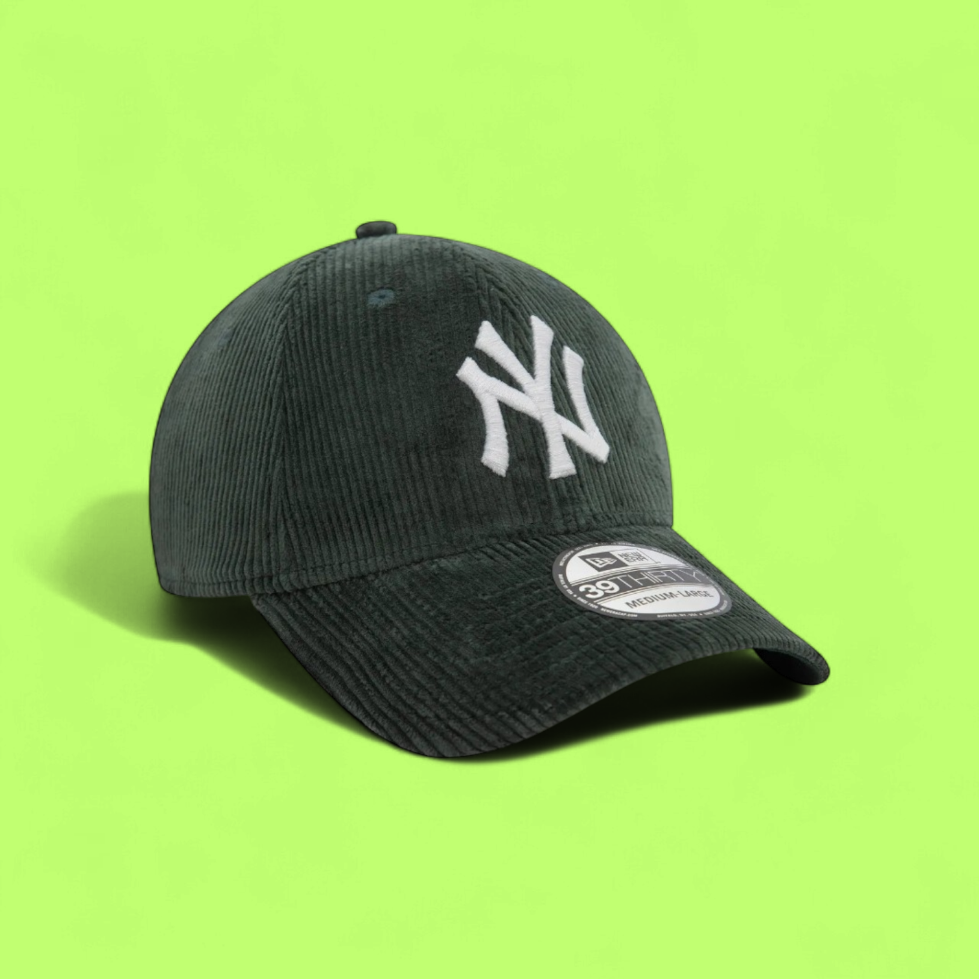NEW YORK YANKEES GREEN CORDUROY CAP WITH WHITE NY LOGO