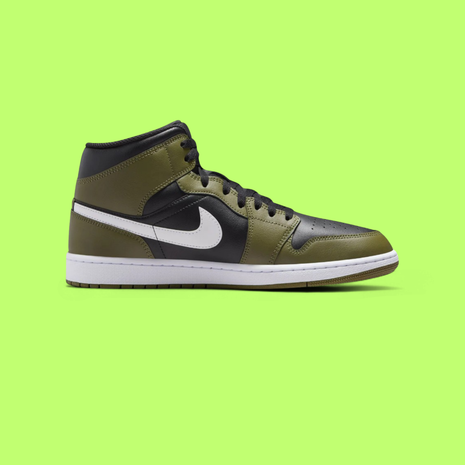 NIKE JORDAN AIR 1 MID MEN'S BLACK LEATHER BASKETBALL SNEAKERS