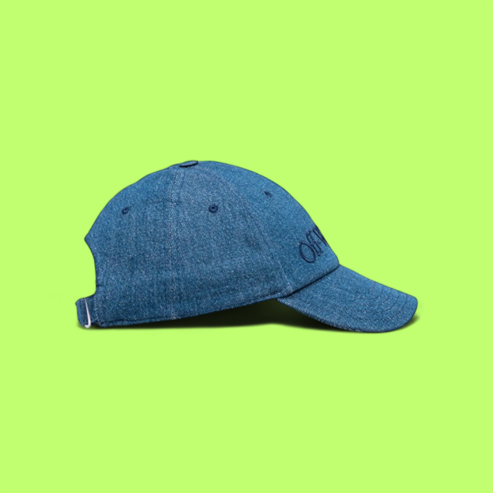 OFF-WHITE BLUE DENIM CAP WITH EMBROIDERED LOGO DETAIL CWCD