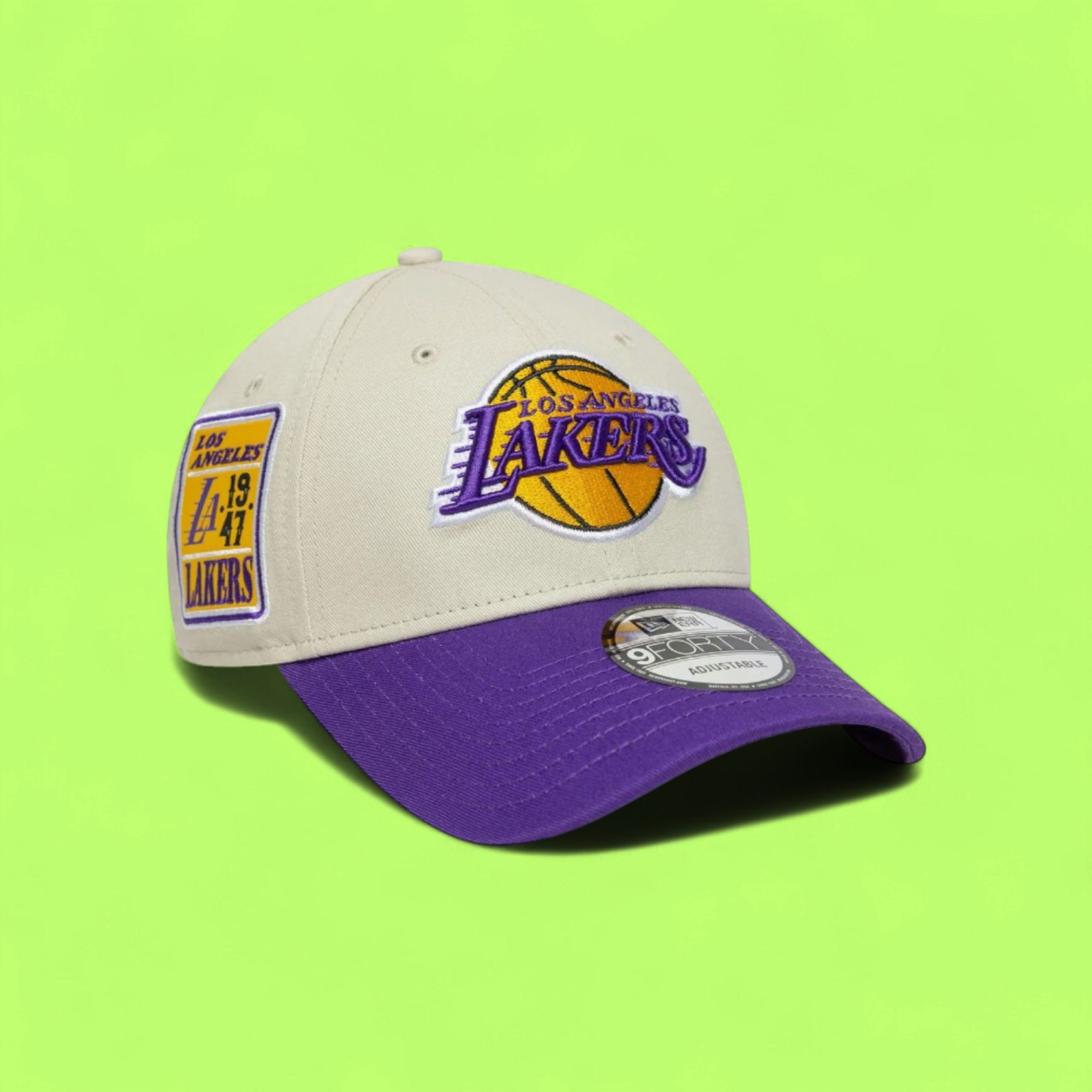 LOS ANGELES LAKERS BEIGE PURPLE CAP WITH TEAM LOGO CWCD