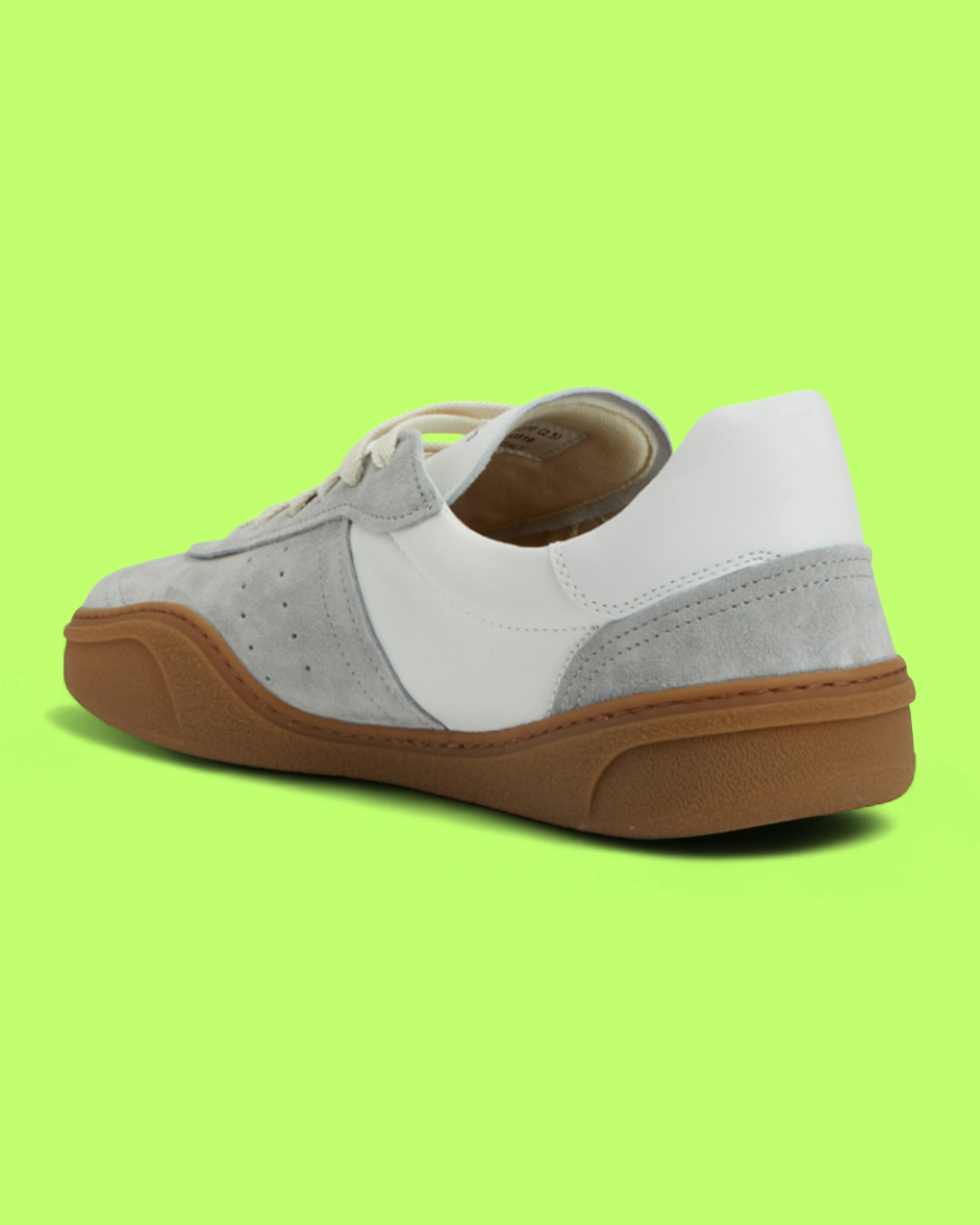 ACNE STUDIOS WHITE LEATHER AND GREY SUEDE PANEL RETRO GUM