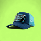 JOHN HATTER BLUE MESH CAP WITH FAR FROM OKEY LOGO PLATE