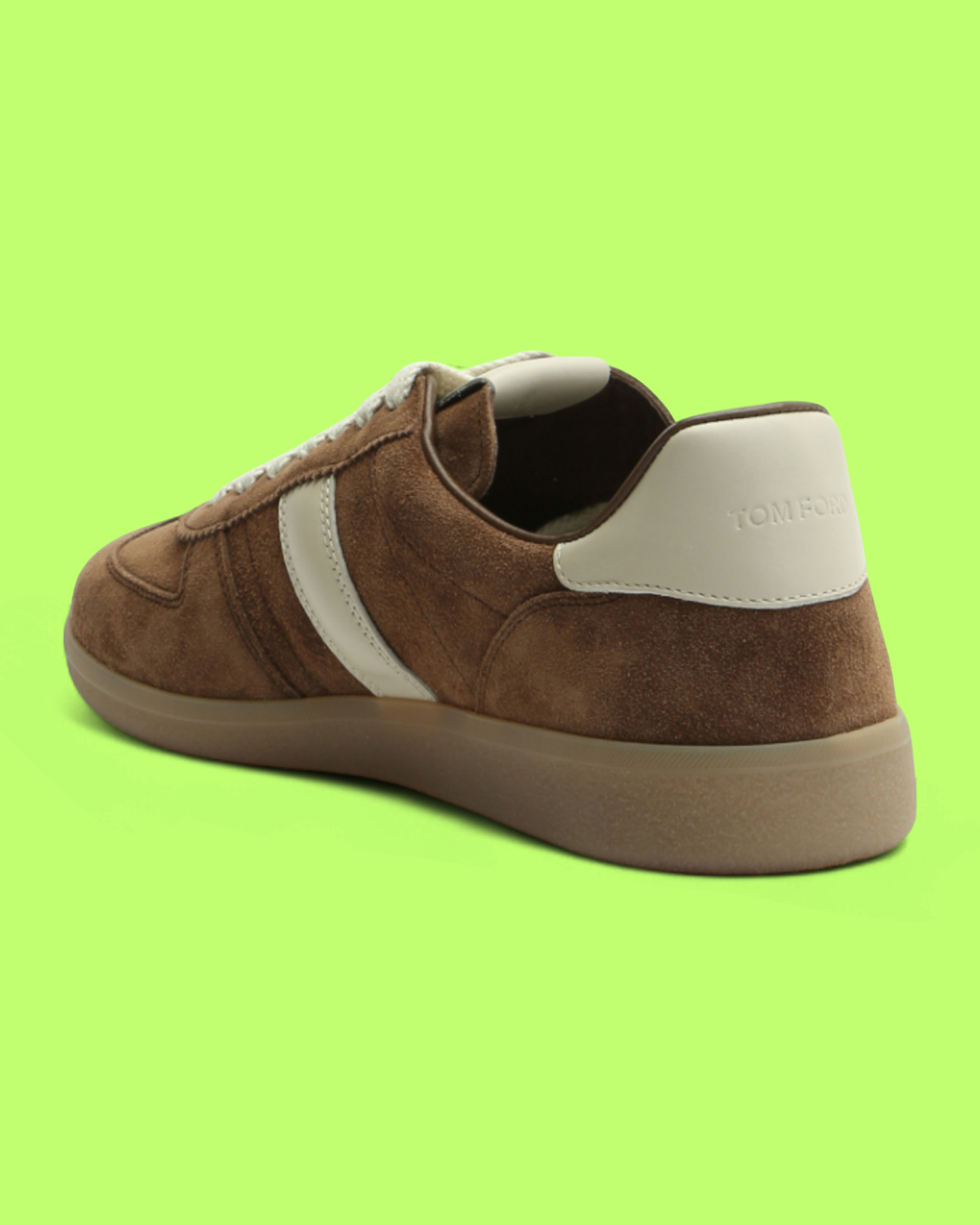 TOM FORD RETRO SUEDE BROWN LOW SNEAKERS WITH CONTRAST