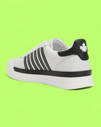 DSQUARED2 WHITE BLACK STRIPED LOW SNEAKER LEATHER DESIGN