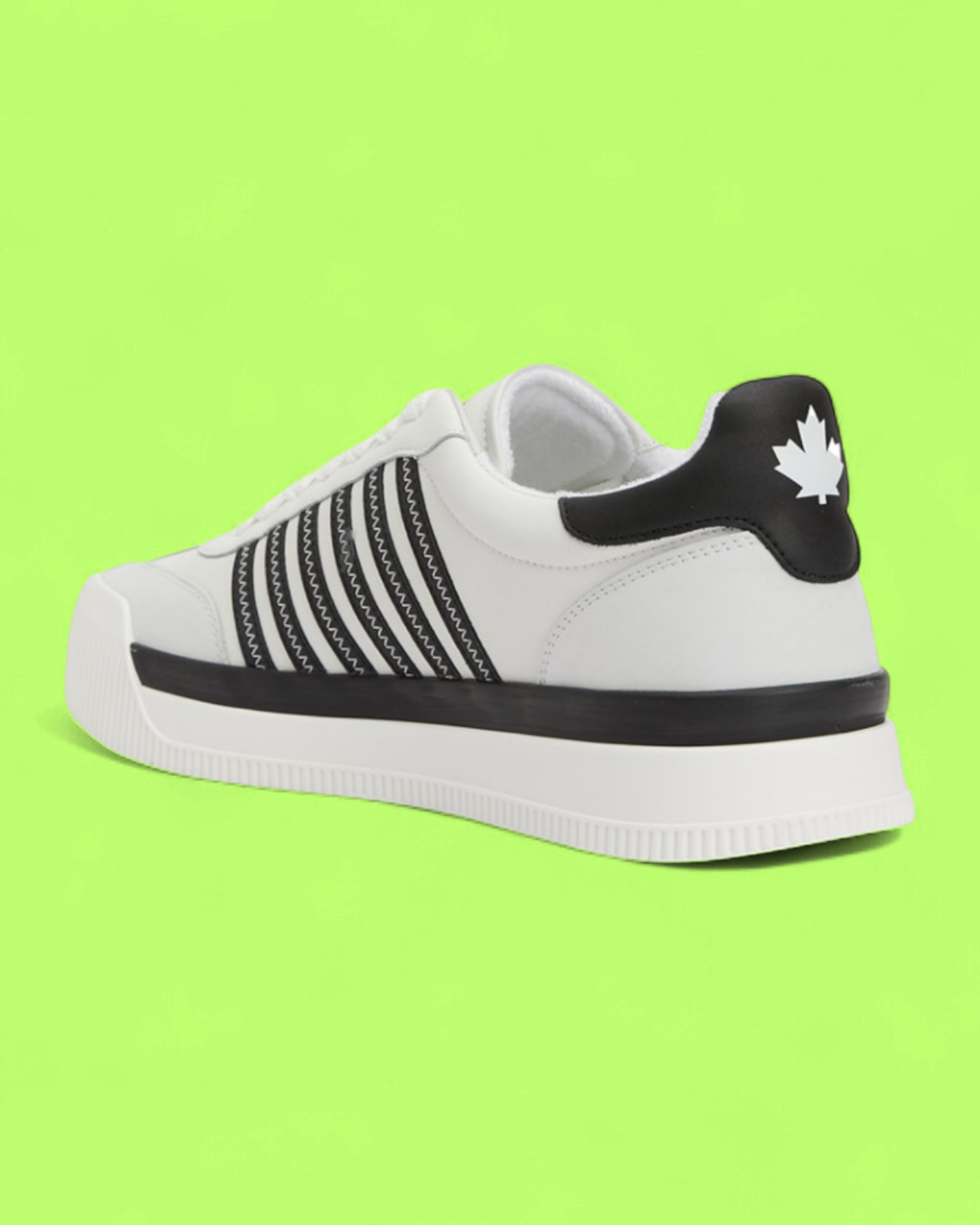 DSQUARED2 WHITE BLACK STRIPED LOW SNEAKER LEATHER DESIGN