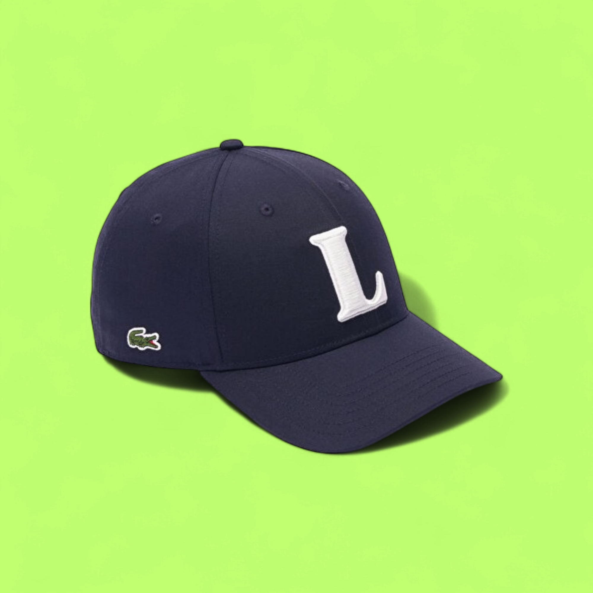 LACOSTE NAVY BLUE CAP WITH LARGE WHITE L LOGO ICON CWCD