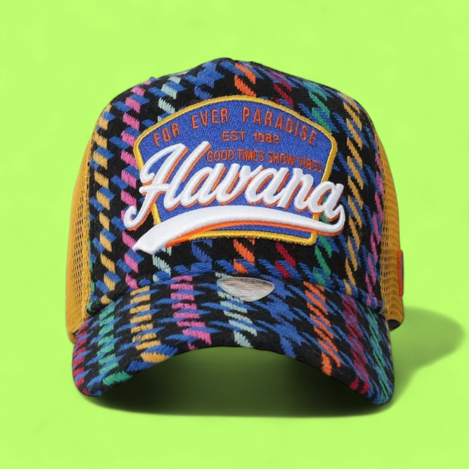 COLORFUL HAVANA TRUCKER CAP WITH FOREVER PARADISE STYLE