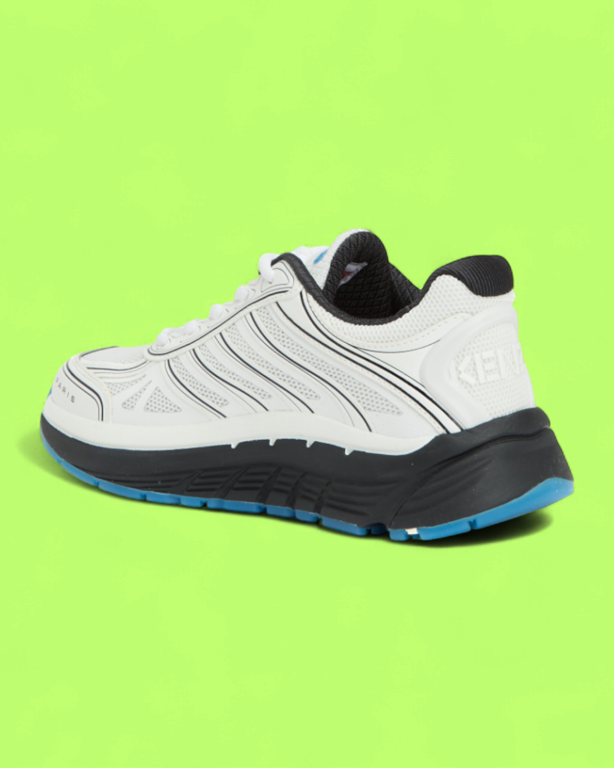 KENZO WHITE BLUE PERFORMANCE TRAINERS WITH ICONIC K LOGO DETAIL