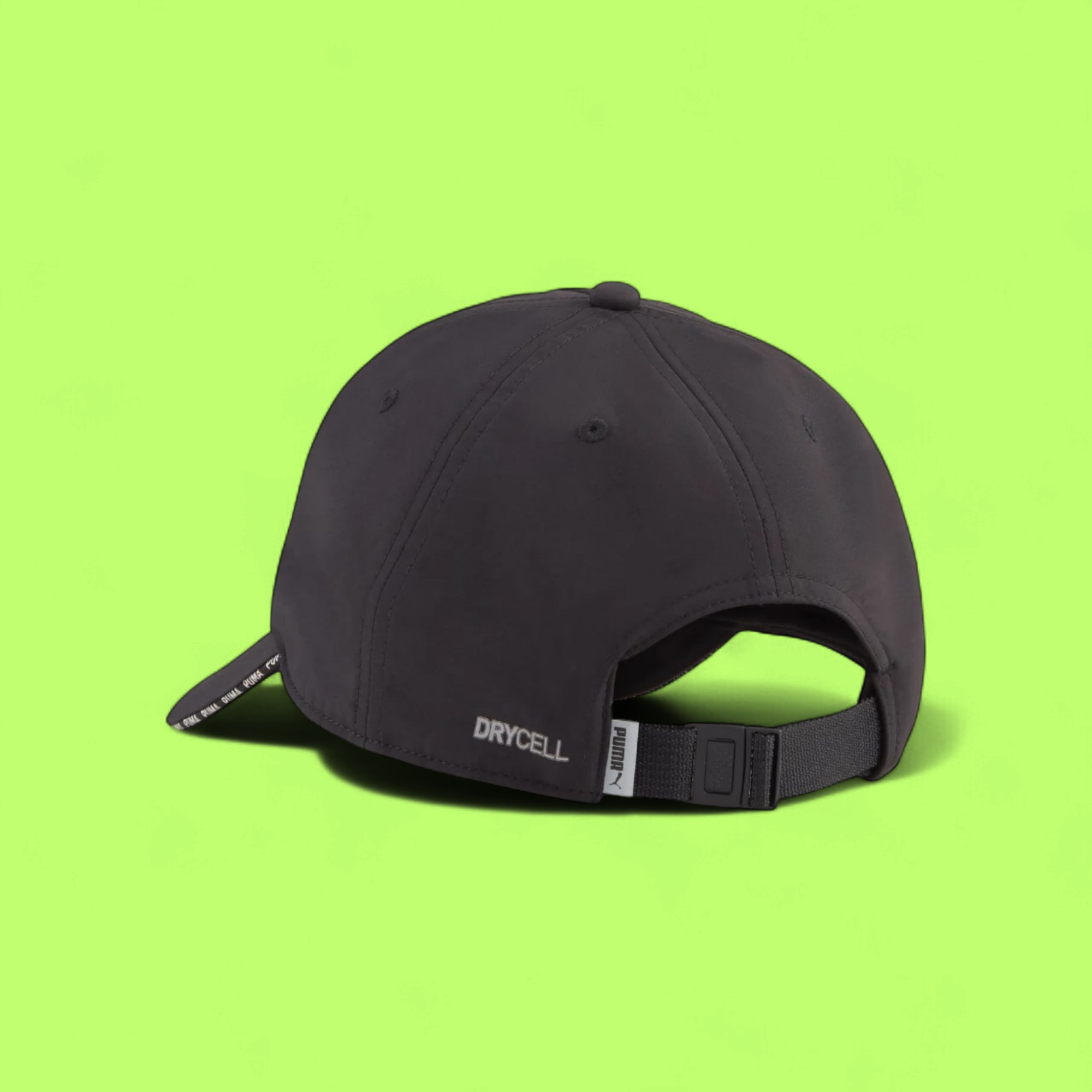 PUMA BLACK BASEBALL CAP WITH WHITE LOGO AND CURVED VISOR
