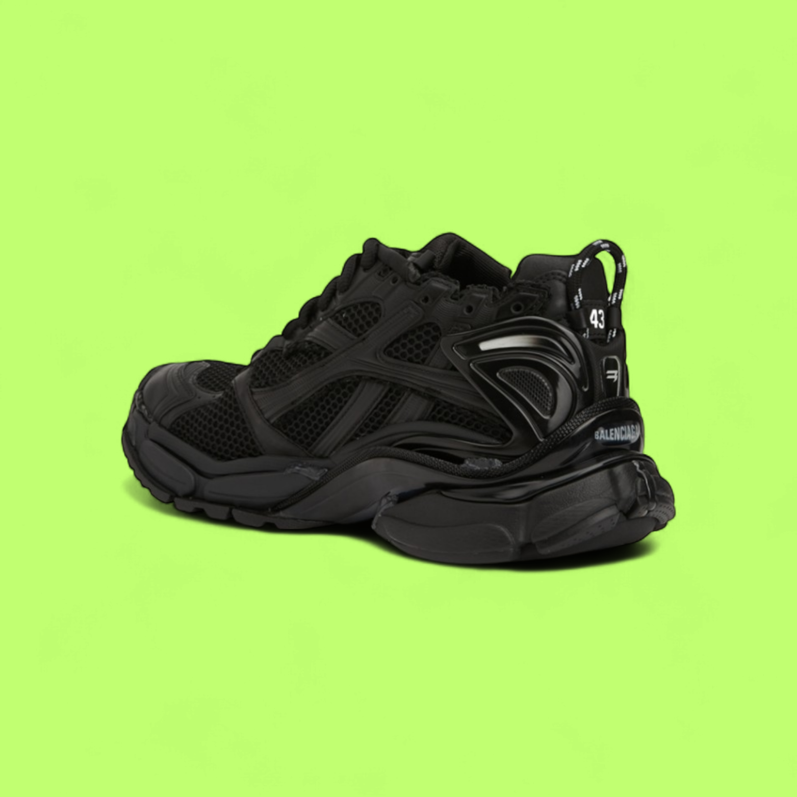 BALENCIAGA RUNNER ALL BLACK MESH MULTI-LAYERED SNEAKERS CWCD