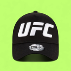 UFC BLACK TRUCKER HAT WITH LARGE WHITE EMBROIDERED LOGO