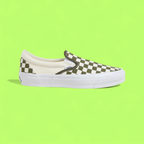 VANS GREEN WHITE CHECKERBOARD SLIP ON CLASSIC SHOES CWCD