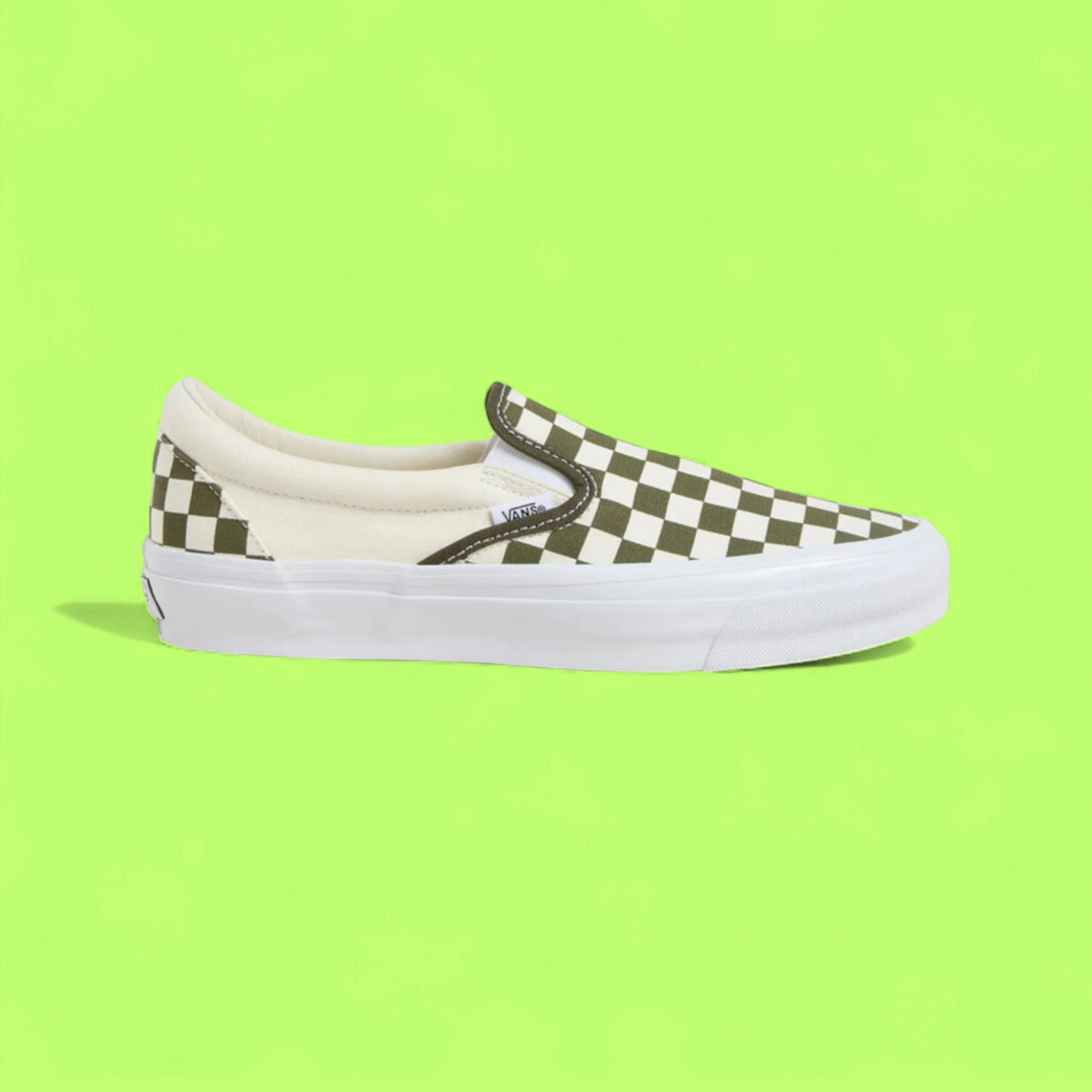 VANS GREEN WHITE CHECKERBOARD SLIP ON CLASSIC SHOES CWCD