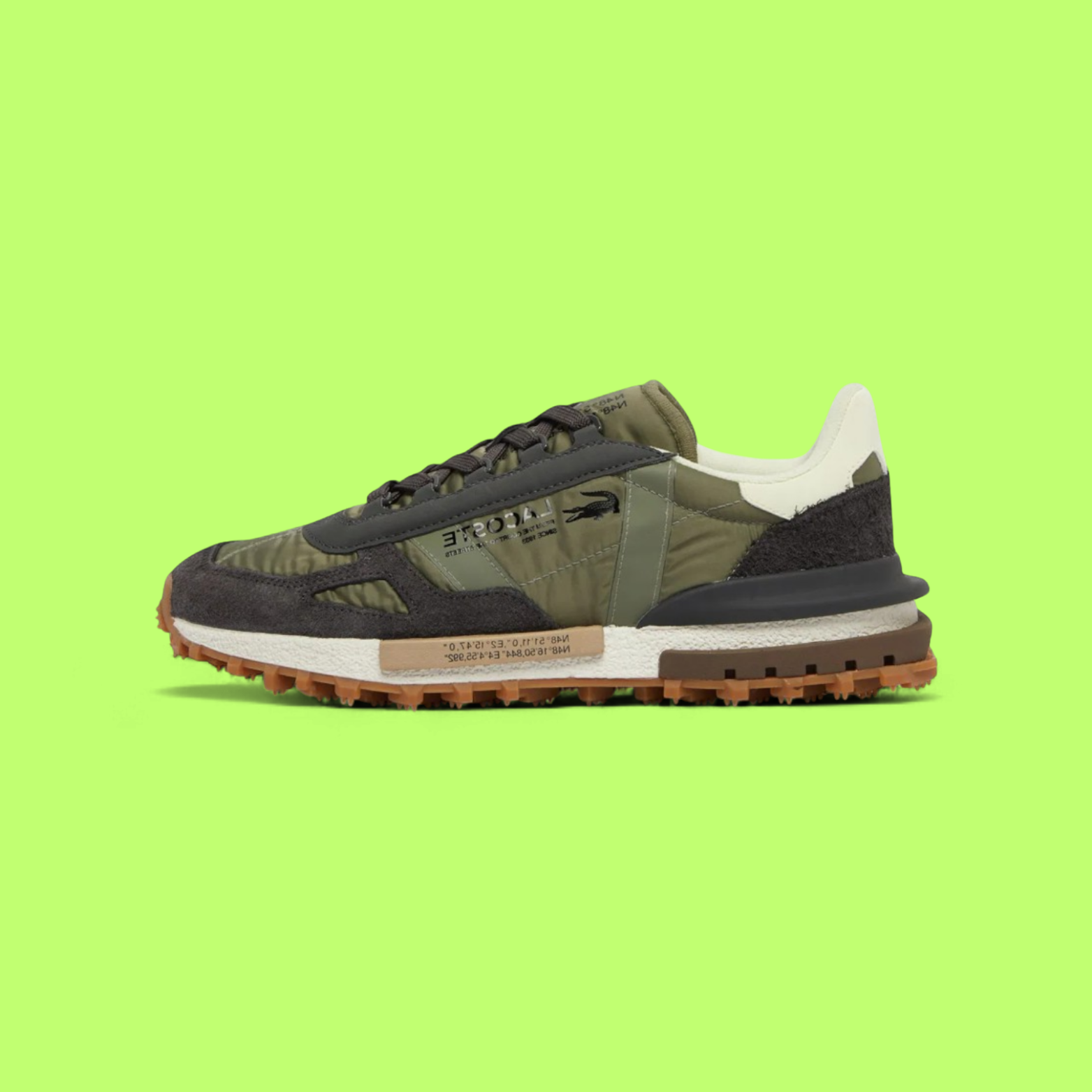 LACOSTE ELITE ACTIVE MEN'S GREEN MESH AND LEATHER CASUAL SNEAKERS