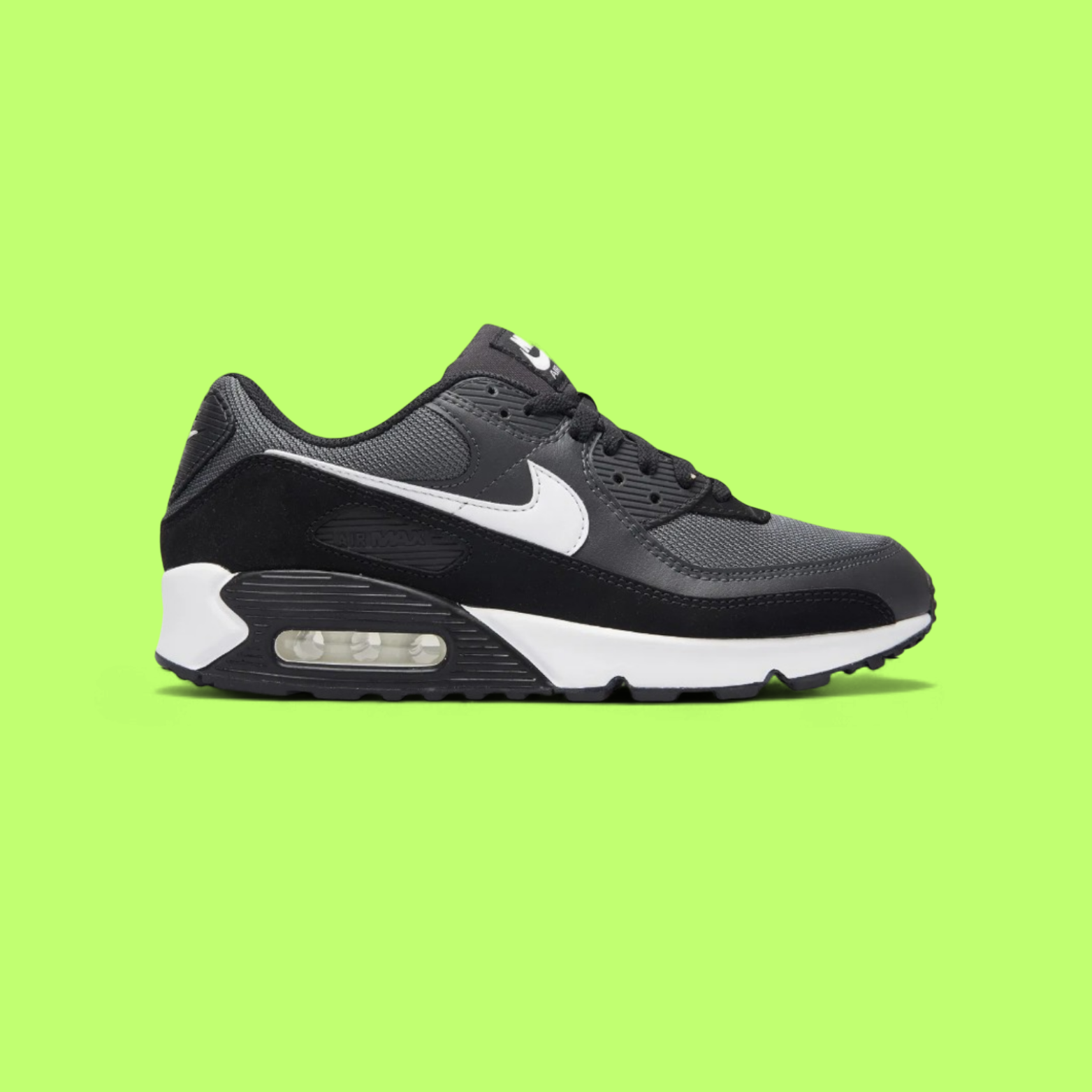 NIKE AIR MAX 90 MEN'S BLACK LEATHER RETRO RUNNING SNEAKERS