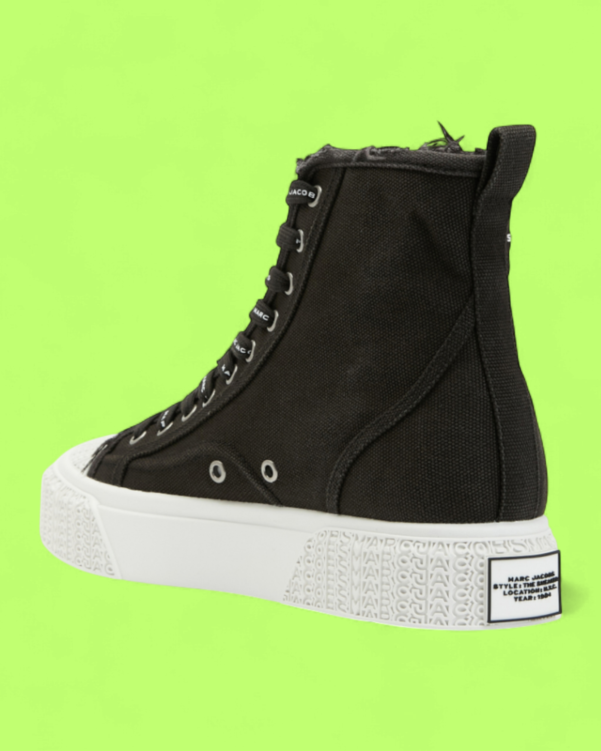 MARC JACOBS BLACK HIGH TOP CANVAS SNEAKER CLASSIC ICON DROPZ