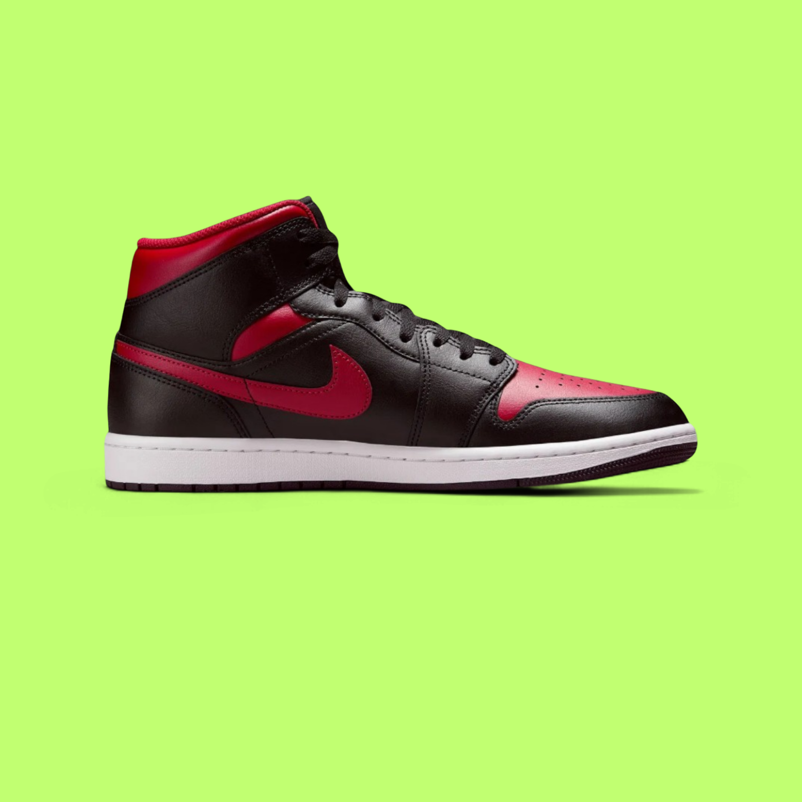 NIKE JORDAN AIR 1 MID MEN'S BLACK LEATHER RETRO BASKETBALL SNEAKERS