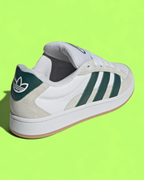 ADIDAS CAMPUS WHITE SUEDE GREEN STRIPES RETRO CASUAL SNEAKERS