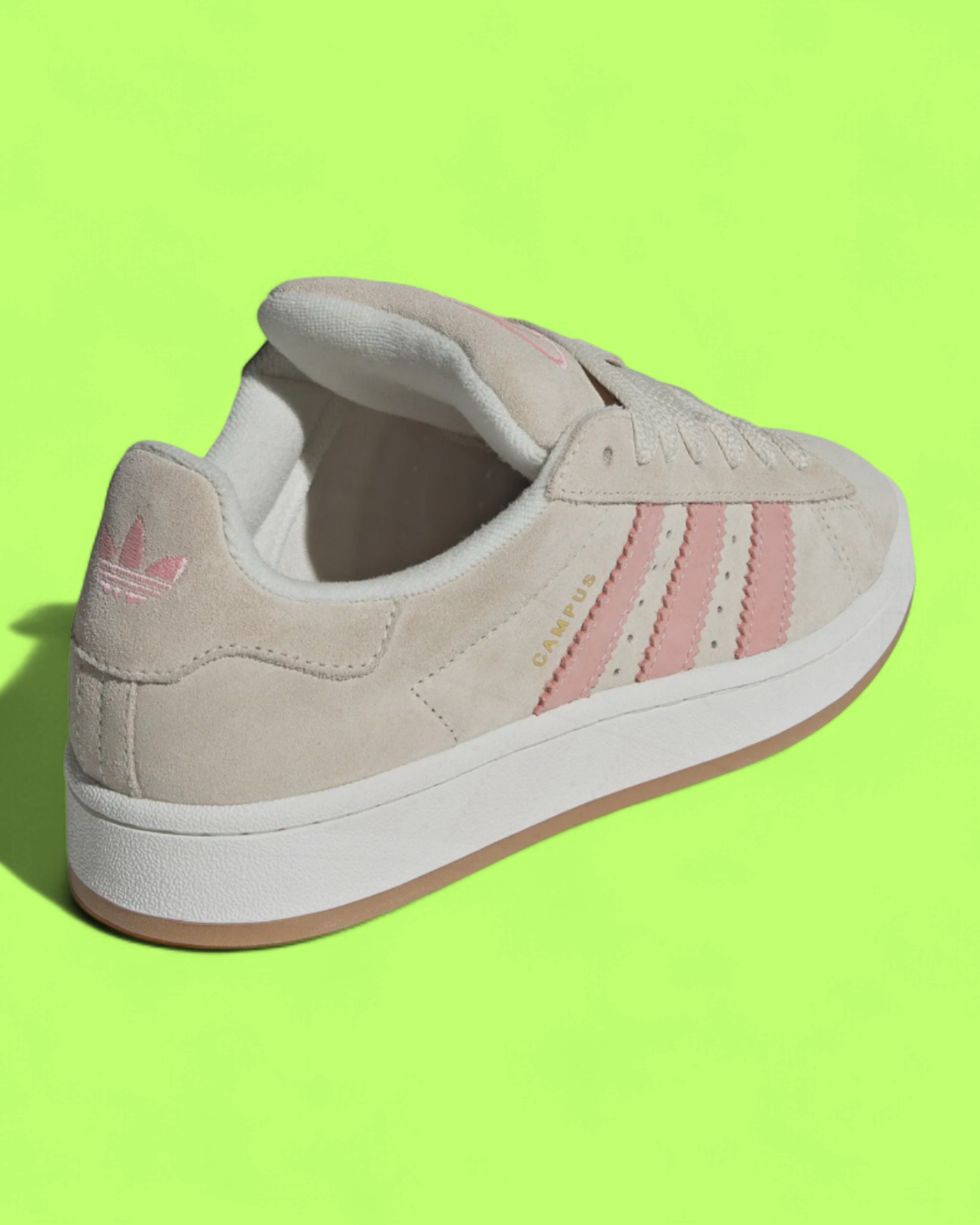 ADIDAS CAMPUS BEIGE SUEDE WITH PINK STRIPES CASUAL RETRO SHOES
