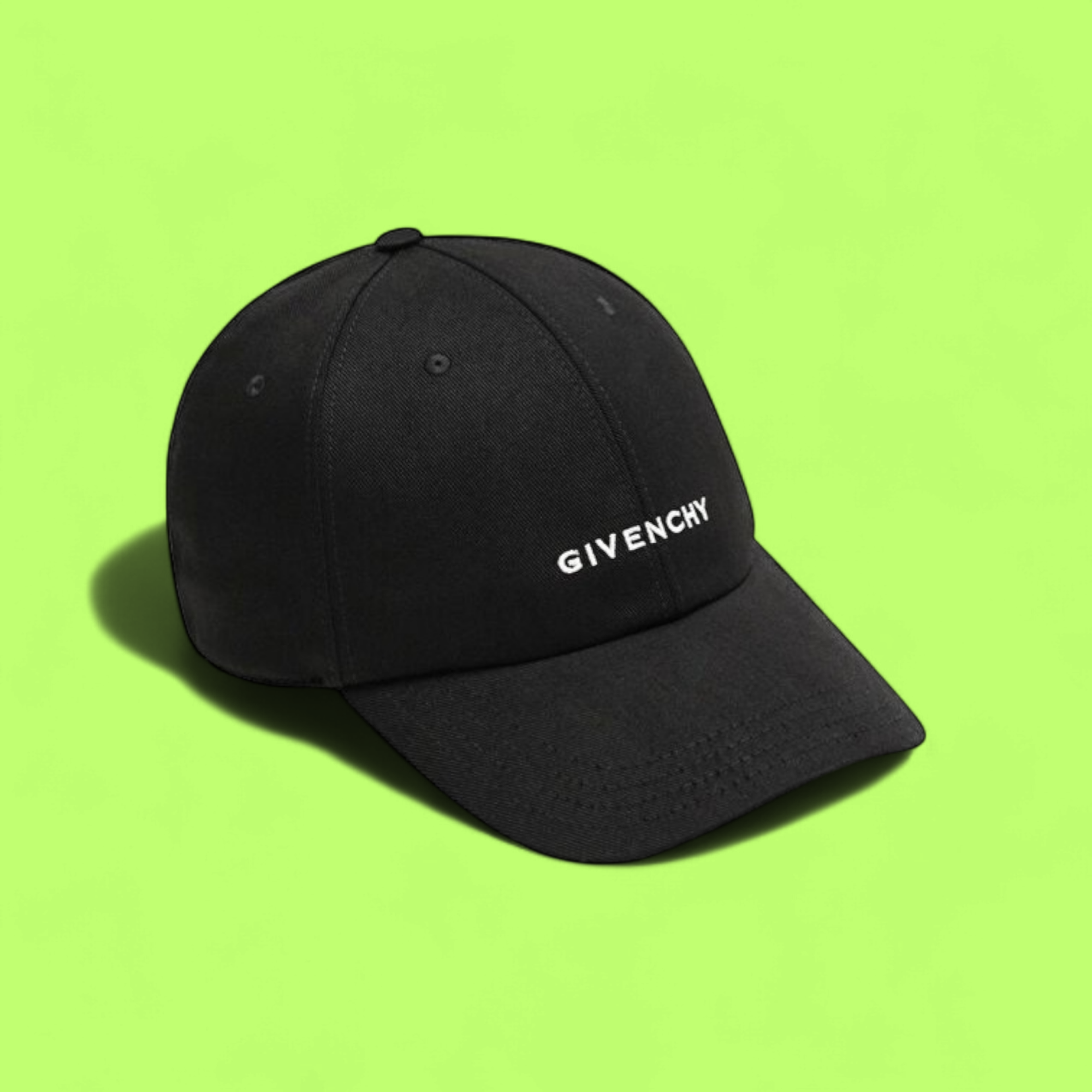 GIVENCHY BLACK BASEBALL CAP WITH WHITE LOGO EMBROIDERY