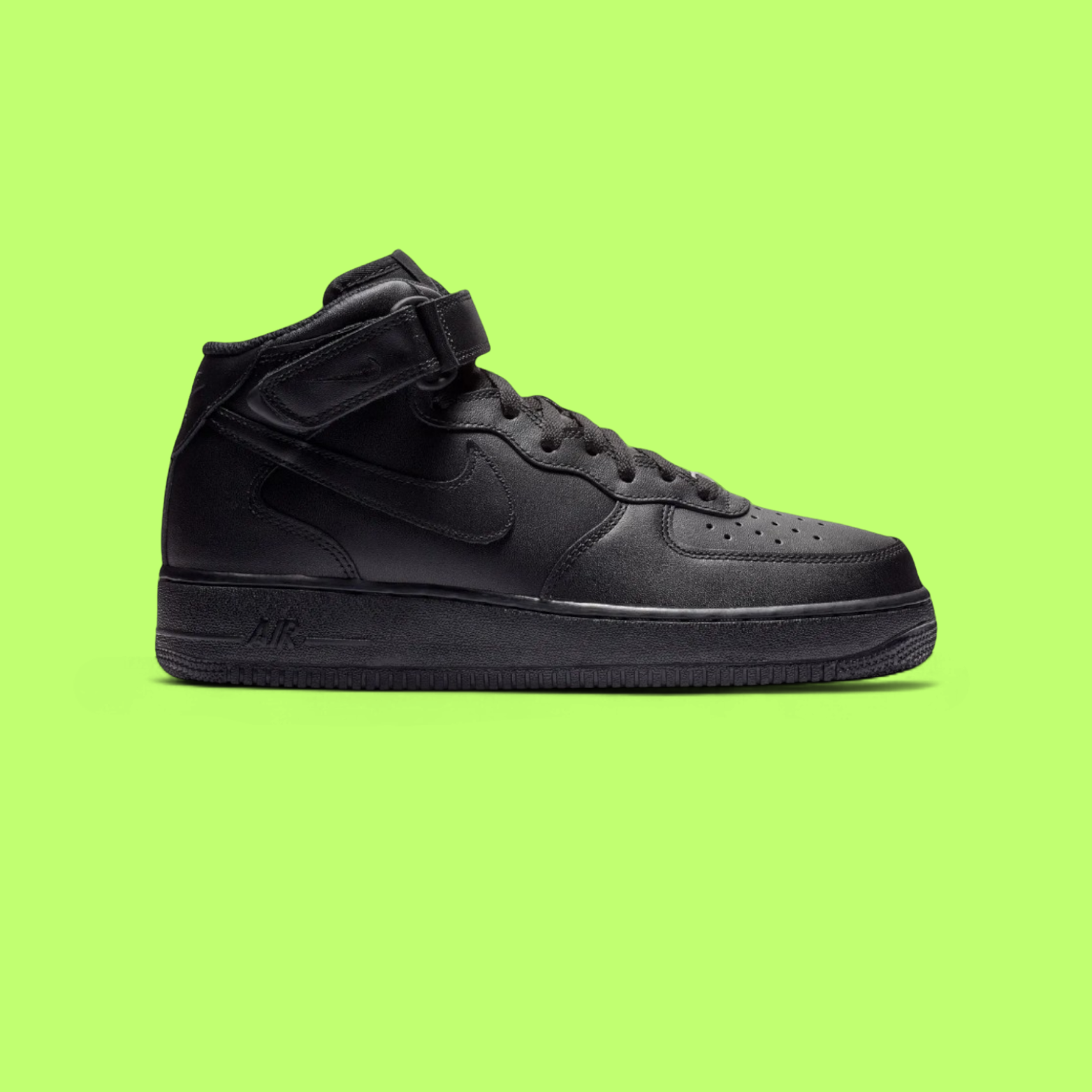 NIKE AIR FORCE 1 MID '07 MEN'S BLACK LEATHER CLASSIC BASKETBALL SHOES