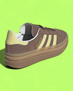 ADIDAS GAZELLE BROWN YELLOW PLATFORM SUEDE CASUAL SNEAKERS
