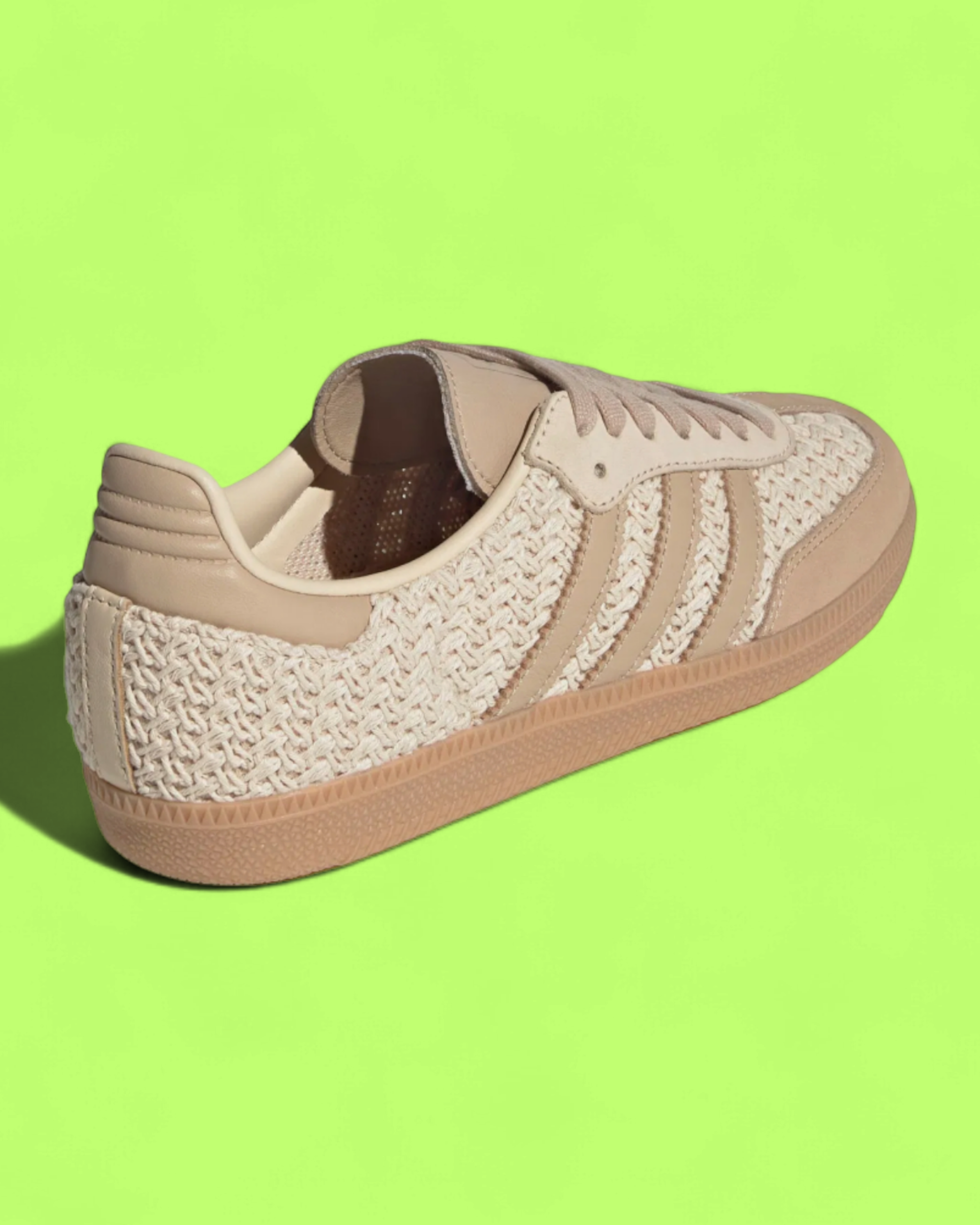 ADIDAS SAMBA BEIGE WOVEN TEXTURE SUEDE ACCENTS RETRO CASUAL