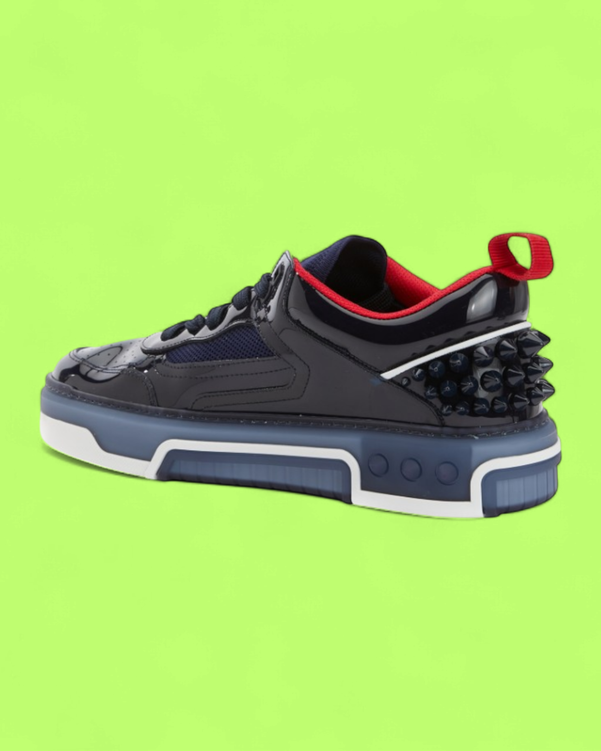 CHRISTIAN LOUBOUTIN FUN VIEIRA SPIKES BLACK BLUE PATENT CWCD
