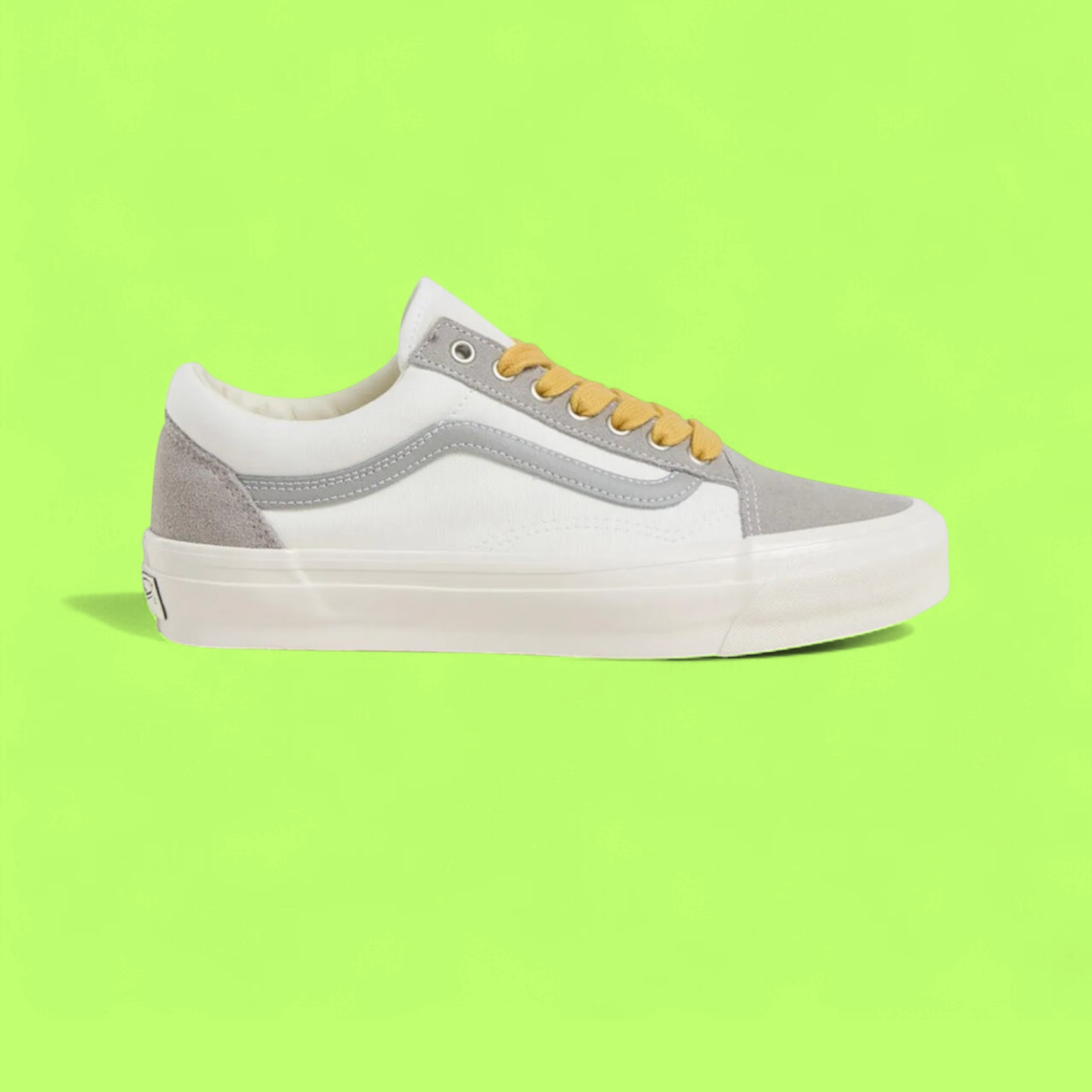 VANS OLD SKOOL WHITE GREY YELLOW LACE RETRO SNEAKERS CWCD