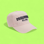 SOFT PINK CAP WITH NAVY EMBROIDERED MILANO LETTERING