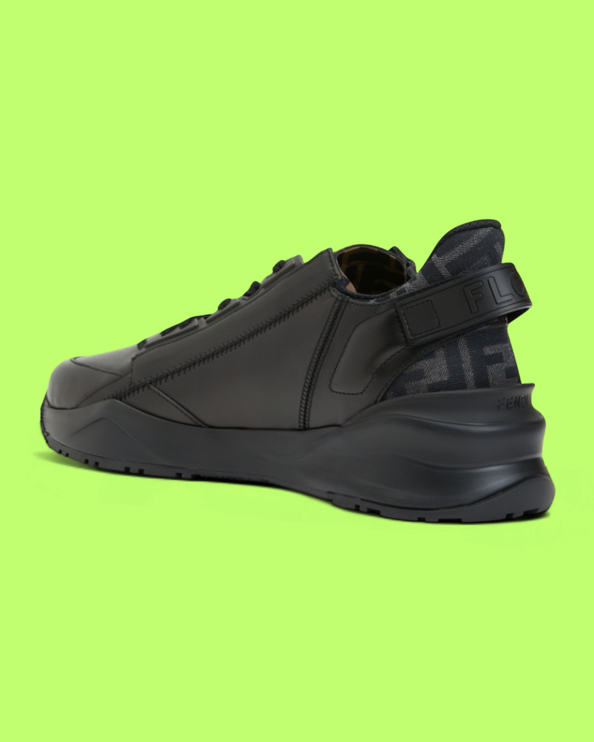 FENDI BLACK FF LOGO LOW-TOP SNEAKER WITH ZIP DETAIL ICON CWCD