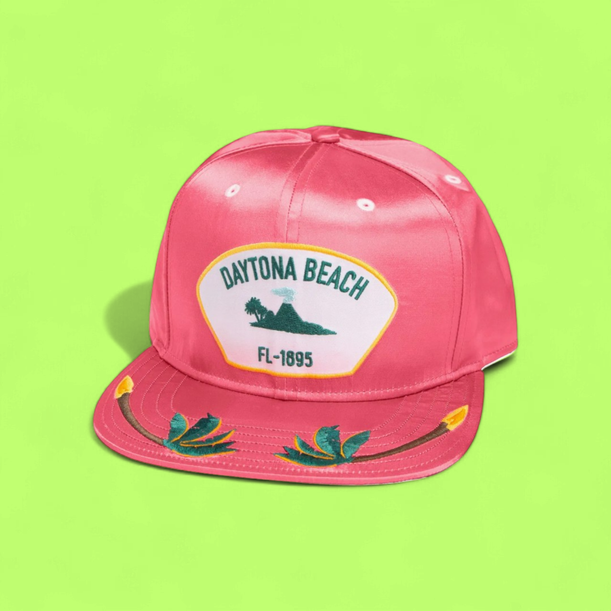 DAYTONA BEACH FLORIDA PINK SNAPBACK HAT EMBROIDERED CWCD