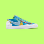 NIKE BLAZER LOW SACAI KAWS BLUE MULTI-LAYERED ART COLLAB DROP