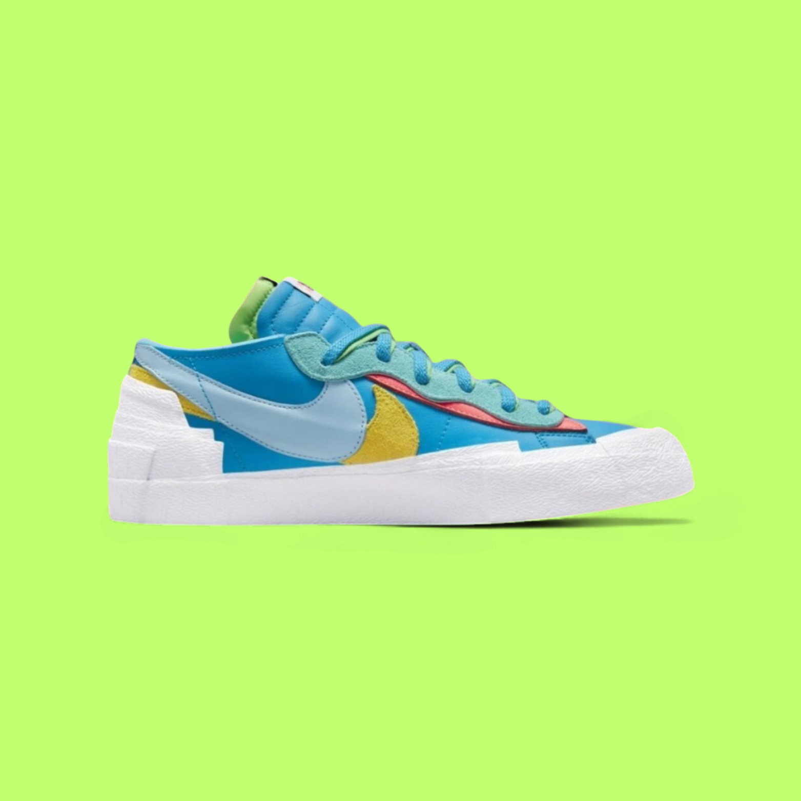 NIKE BLAZER LOW SACAI KAWS BLUE MULTI-LAYERED ART COLLAB DROP