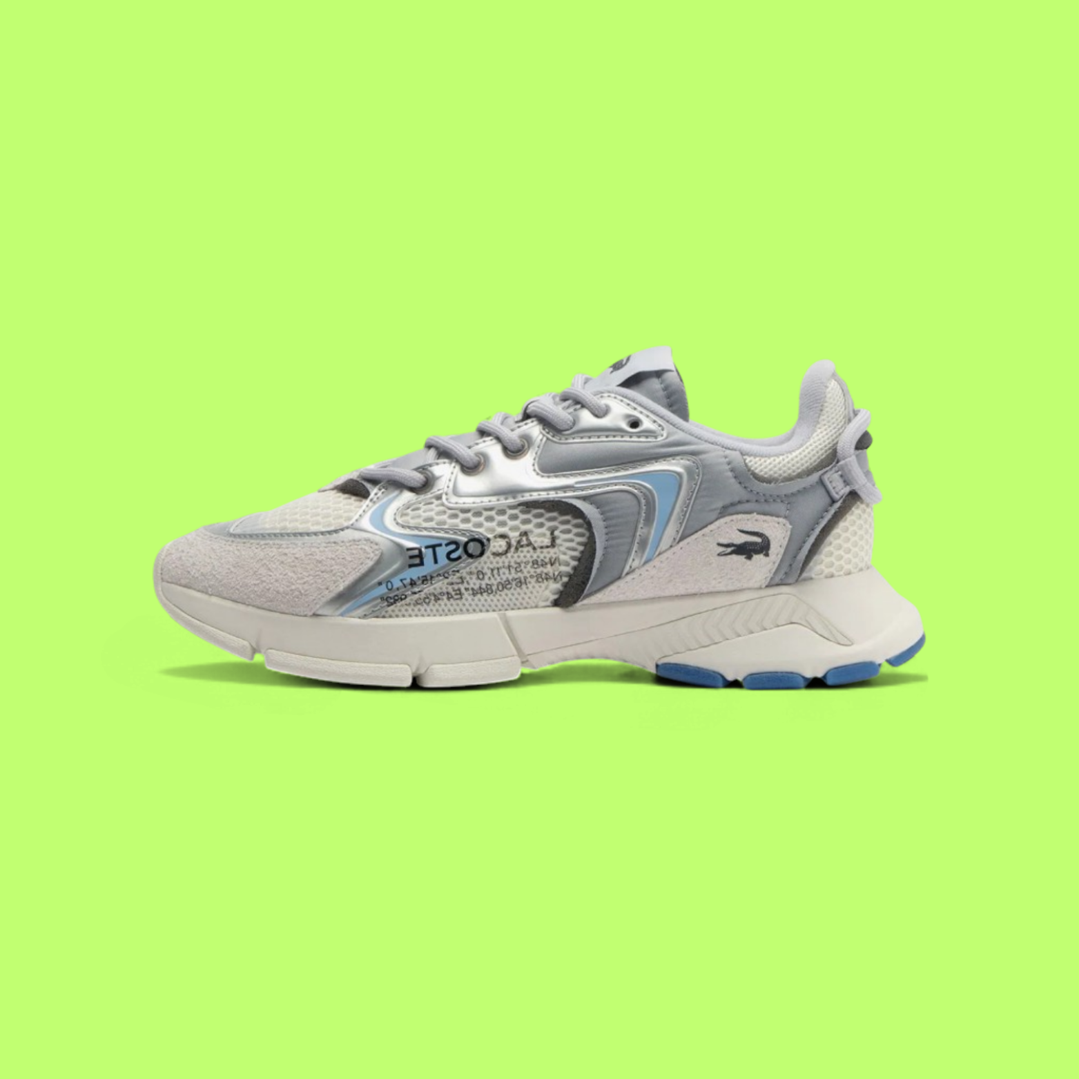 LACOSTE L003 NEO MEN'S GREY MESH AND LEATHER MODERN CASUAL SNEAKERS