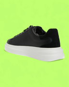 GUESS BLACK LEATHER WHITE PLATFORM LUXE CASUAL STREET SNEAKERS