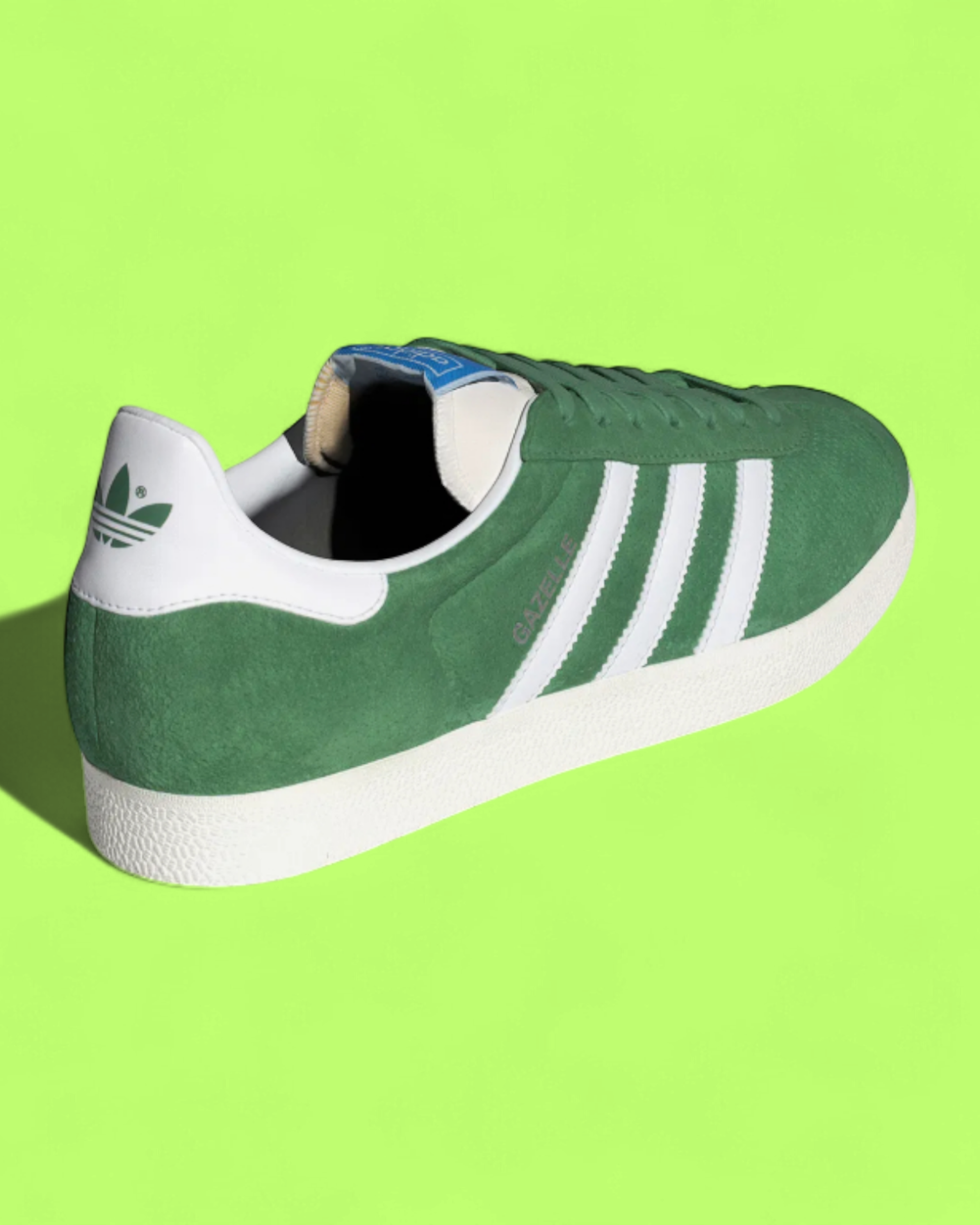 ADIDAS GAZELLE GREEN SUEDE WHITE STRIPES RETRO CLASSIC CASUAL