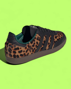 ADIDAS SAMBA LEOPARD PRINT BLACK GREEN ANIMAL PATTERN SNEAKERS