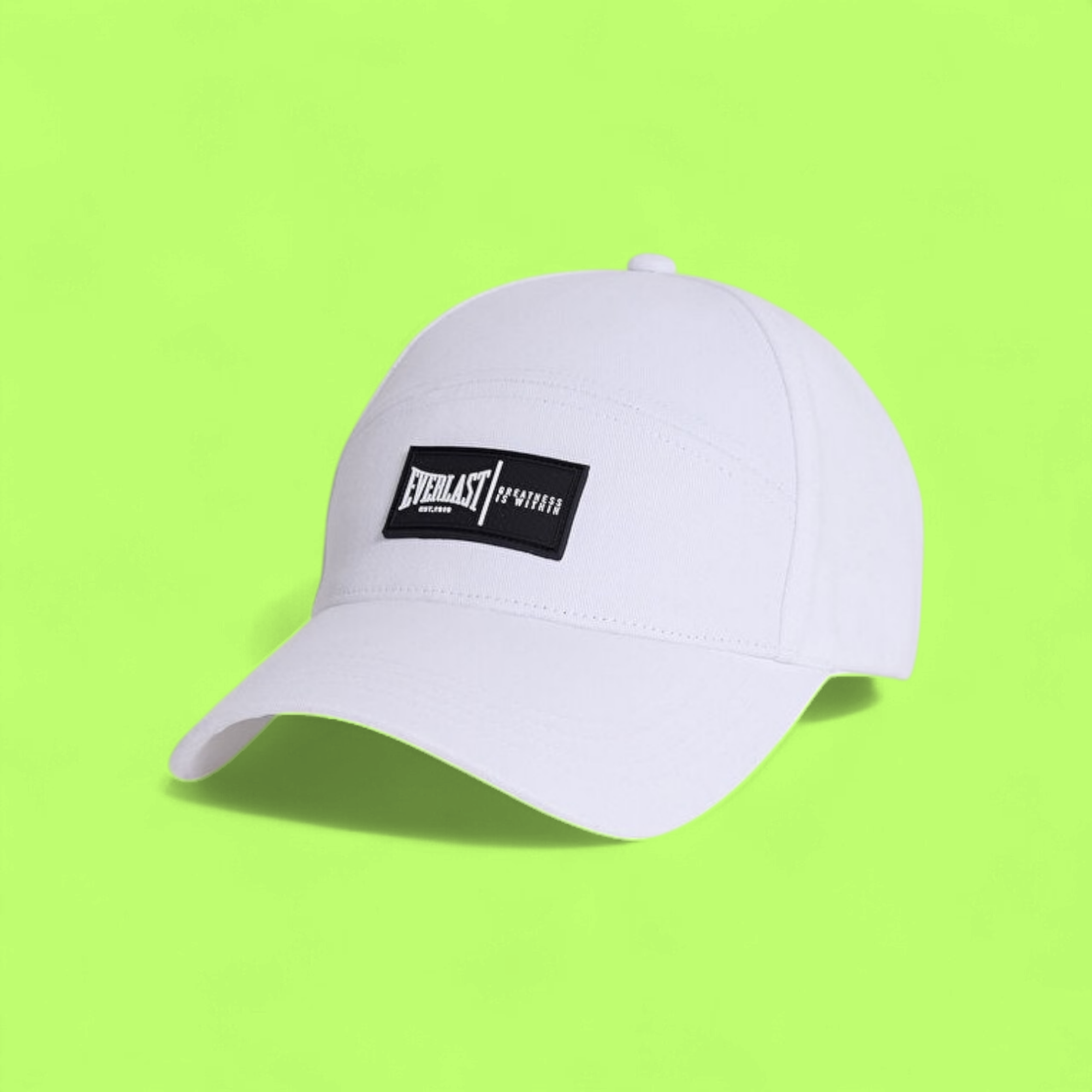 WHITE CAP WITH CONTRAST BLACK EVERLAST FRONT PATCH CWCD