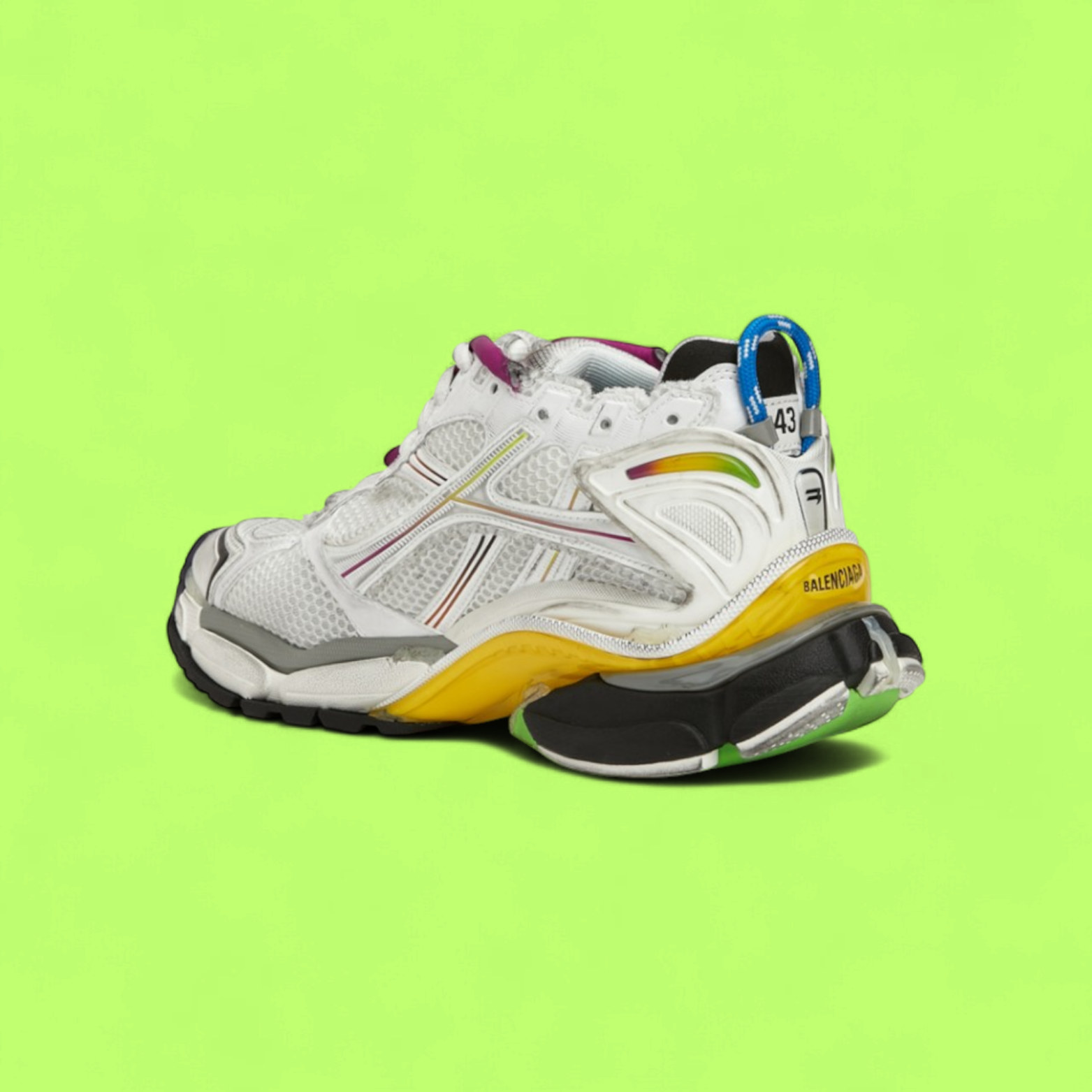 BALENCIAGA RUNNER MULTICOLOR MESH SNEAKERS CW DISTRESSED