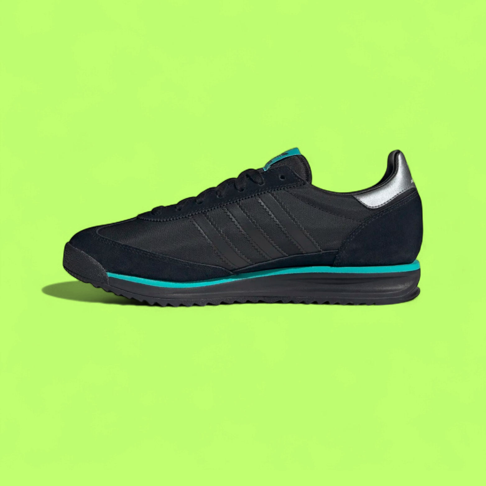 ADIDAS SL 72 RS MERCEDES MEN'S BLACK LEATHER RETRO RUNNING SHOES