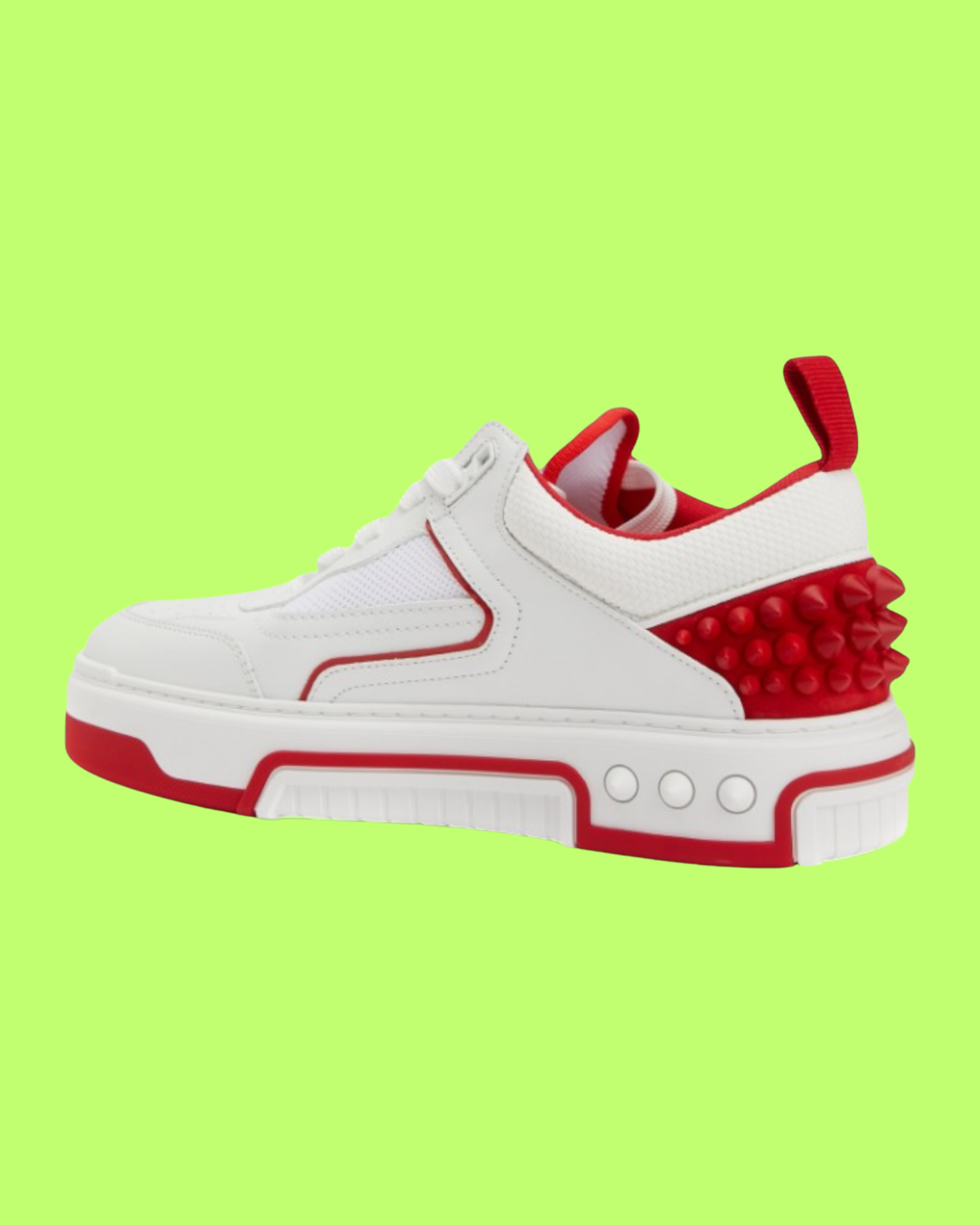 CHRISTIAN LOUBOUTIN FUN VIEIRA SPIKES WHITE RED LEATHER