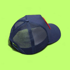 NAVY TRUCKER CAP WITH CRACKIN CRAB EMBROIDERY PATCH